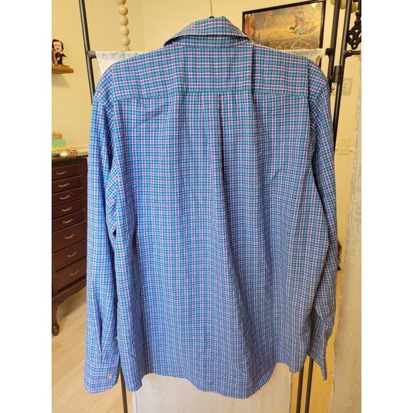 New men's sz xl vineyard vines whale shirt blue and pink plaid button down shirt - Picture 2 of 4